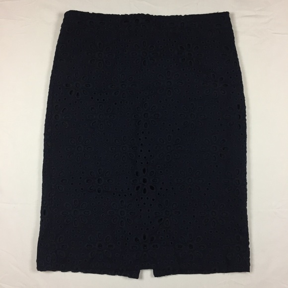 J. Crew navy blue pinwheel eyelet No. 2 skirt 2 - Picture 3 of 7